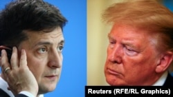 Volodymyr Zelenskiy (solda) və Donald Trump